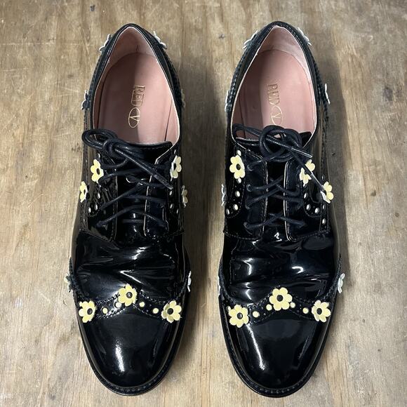 Vero Cuoio Daisy Lace Up Patent Leather Shoes 7 1/2 Womens 37 1/2 flats oxfords - Picture 3 of 10